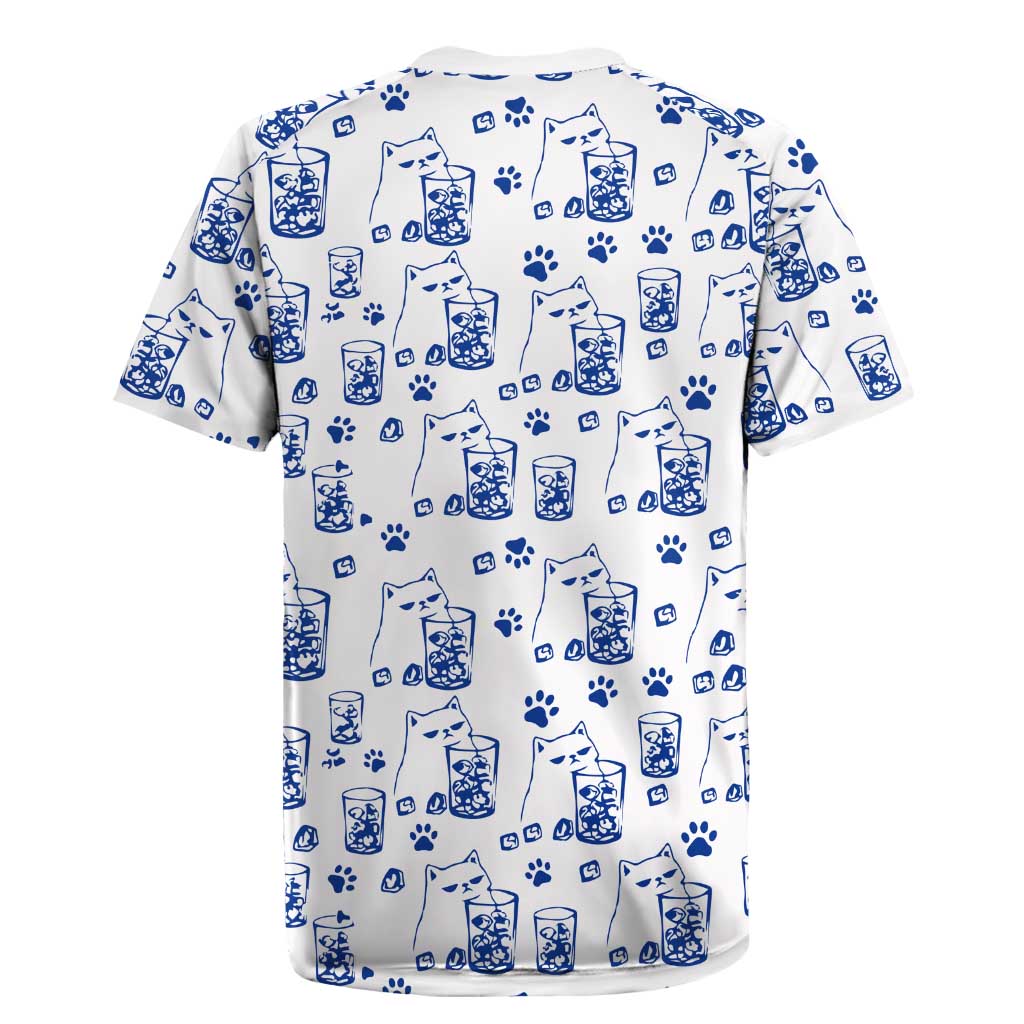 No Ice Please Cat Rugby Jersey Grumpy Cat with Drink Humor