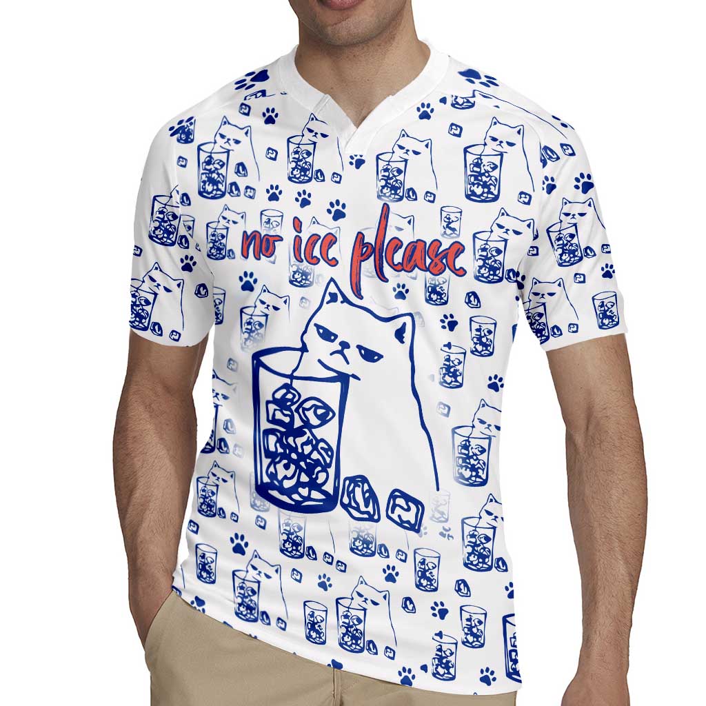 No Ice Please Cat Rugby Jersey Grumpy Cat with Drink Humor