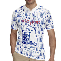 No Ice Please Cat Rugby Jersey Grumpy Cat with Drink Humor
