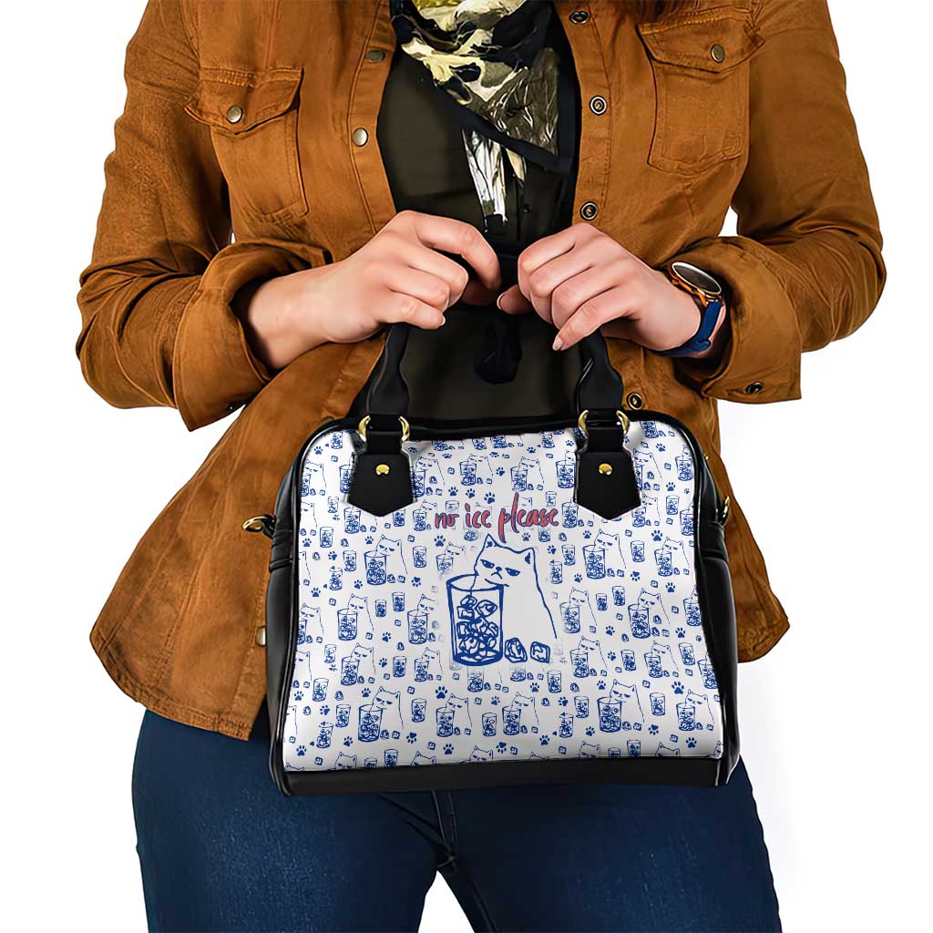 No Ice Please Cat Shoulder Handbag Grumpy Cat with Drink Humor