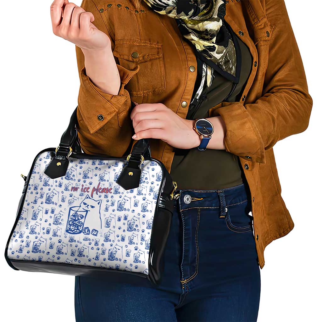 No Ice Please Cat Shoulder Handbag Grumpy Cat with Drink Humor