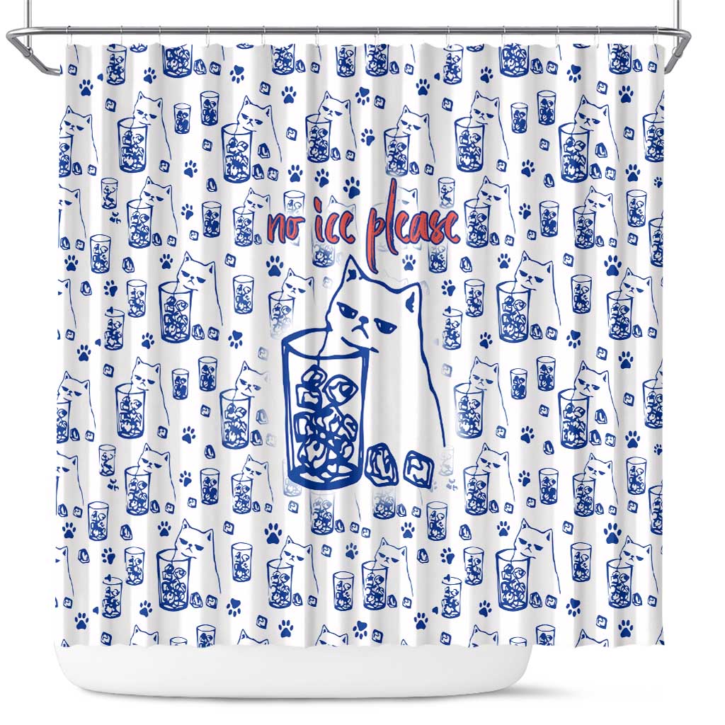 No Ice Please Cat Shower Curtain Grumpy Cat with Drink Humor