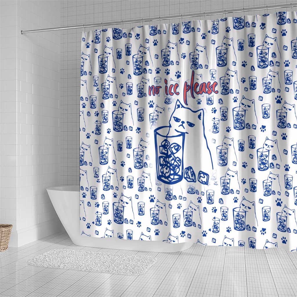 No Ice Please Cat Shower Curtain Grumpy Cat with Drink Humor