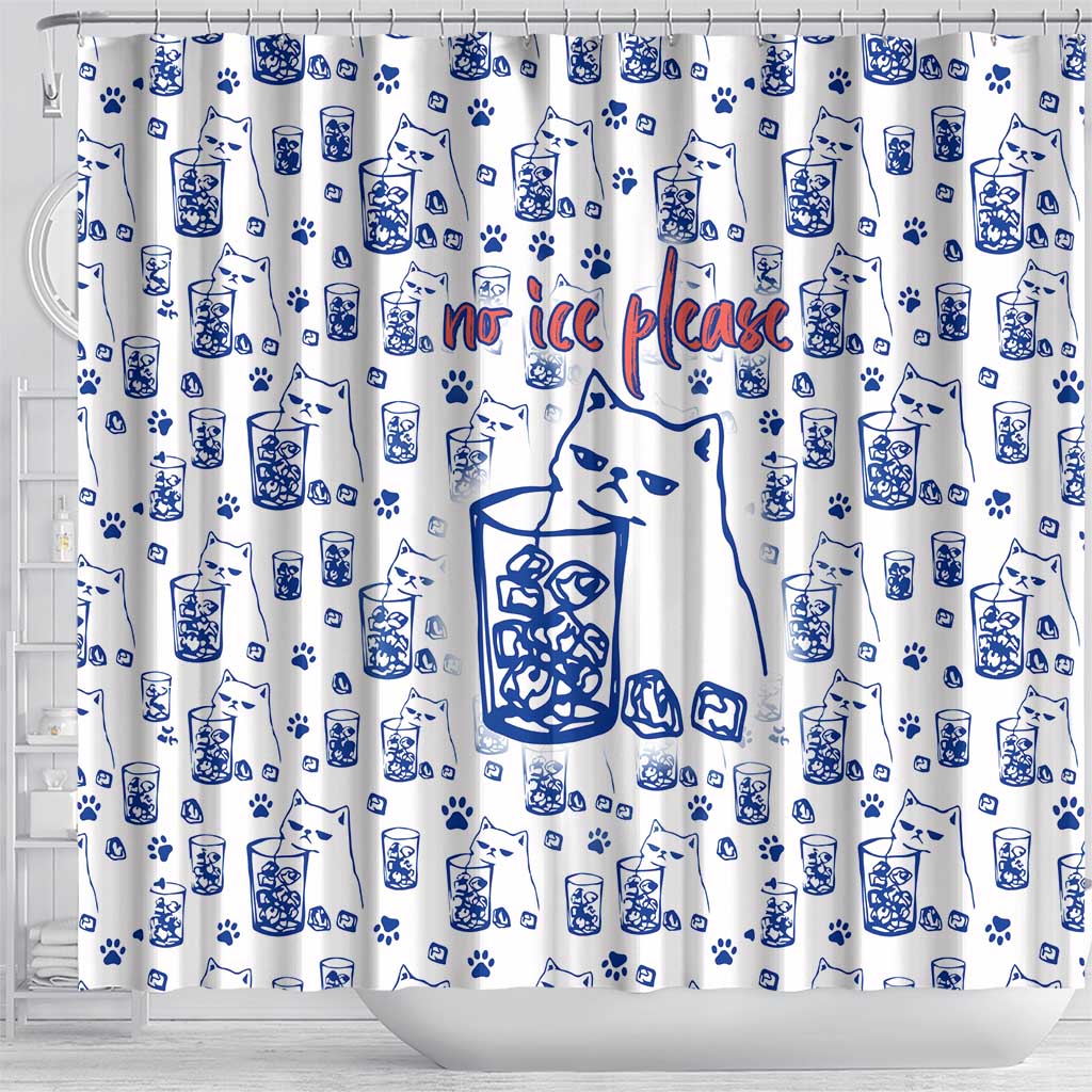 No Ice Please Cat Shower Curtain Grumpy Cat with Drink Humor