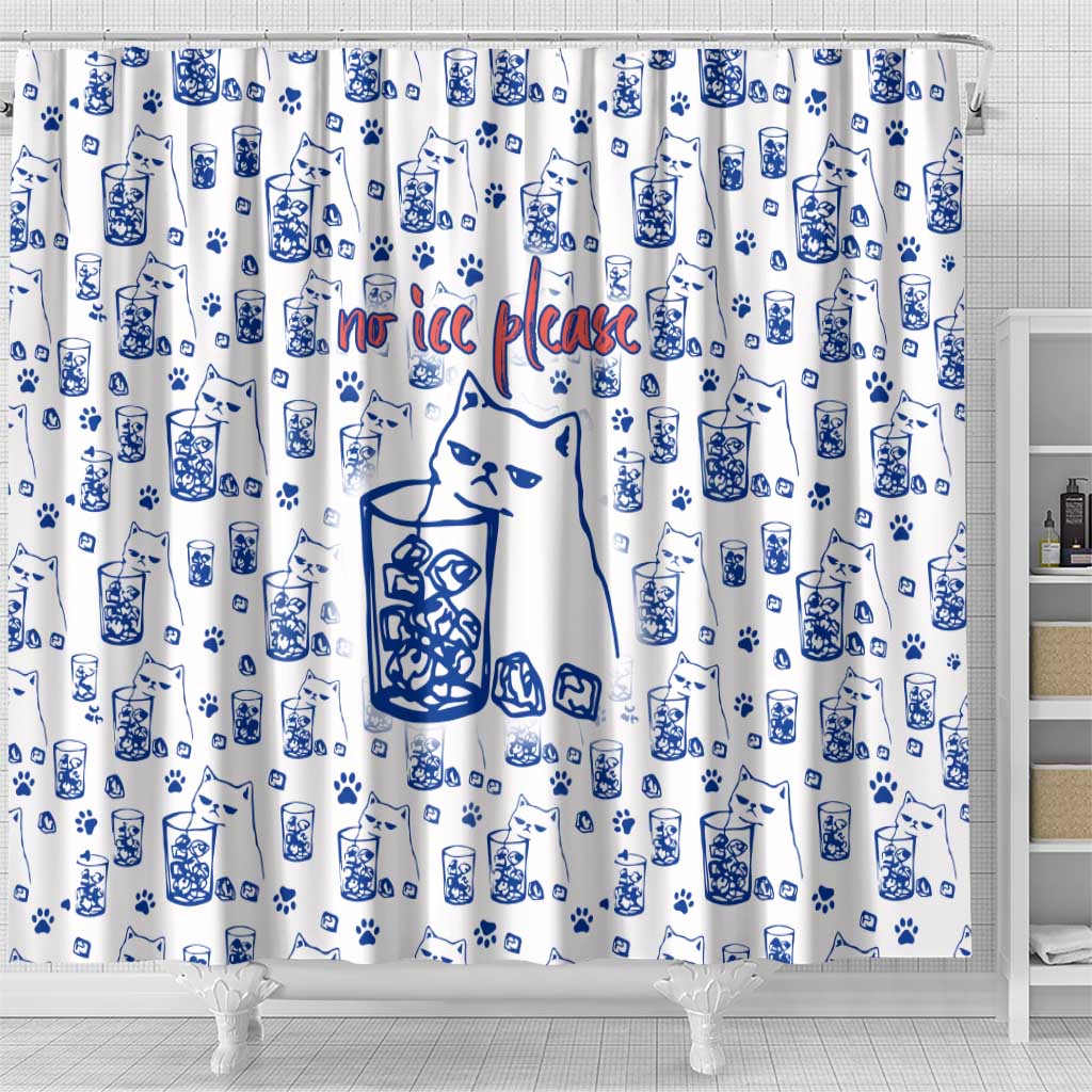 No Ice Please Cat Shower Curtain Grumpy Cat with Drink Humor