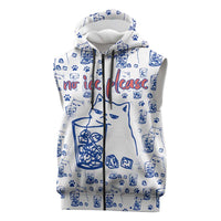No Ice Please Cat Sleeveless Zip Hoodie Grumpy Cat with Drink Humor