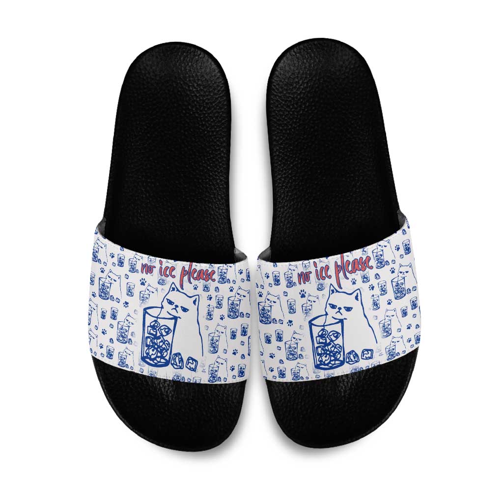 No Ice Please Cat Slide Sandals Grumpy Cat with Drink Humor