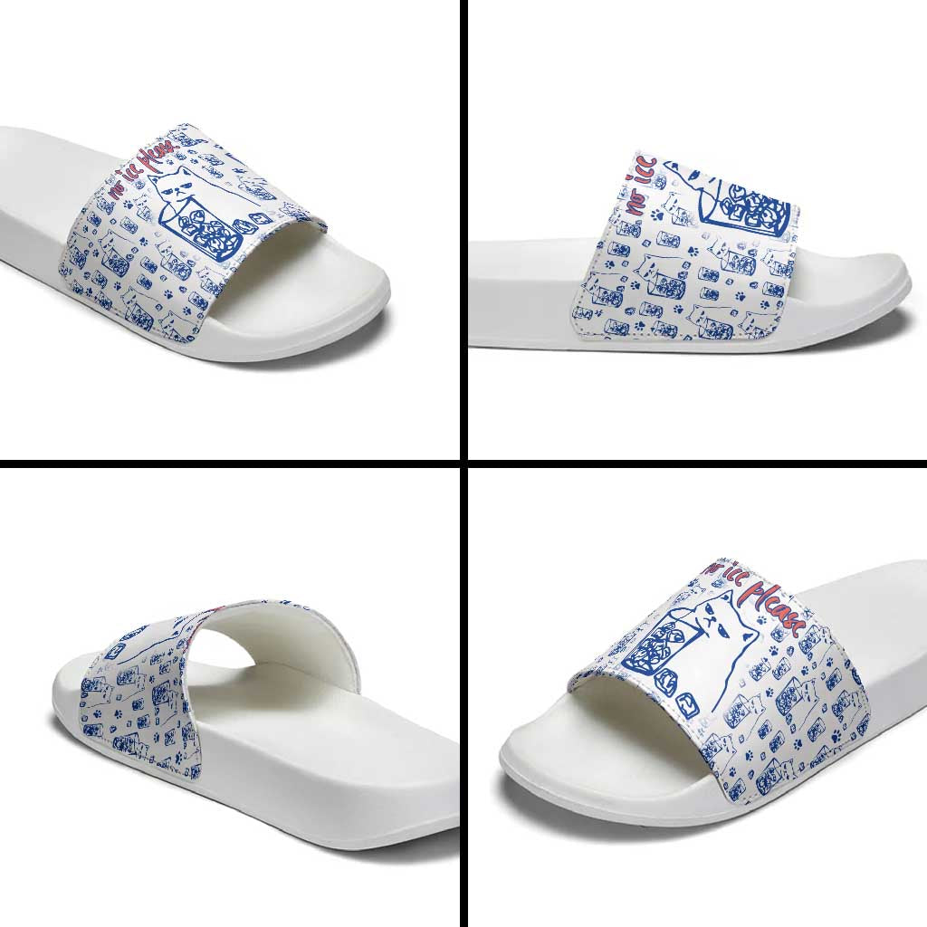 No Ice Please Cat Slide Sandals Grumpy Cat with Drink Humor