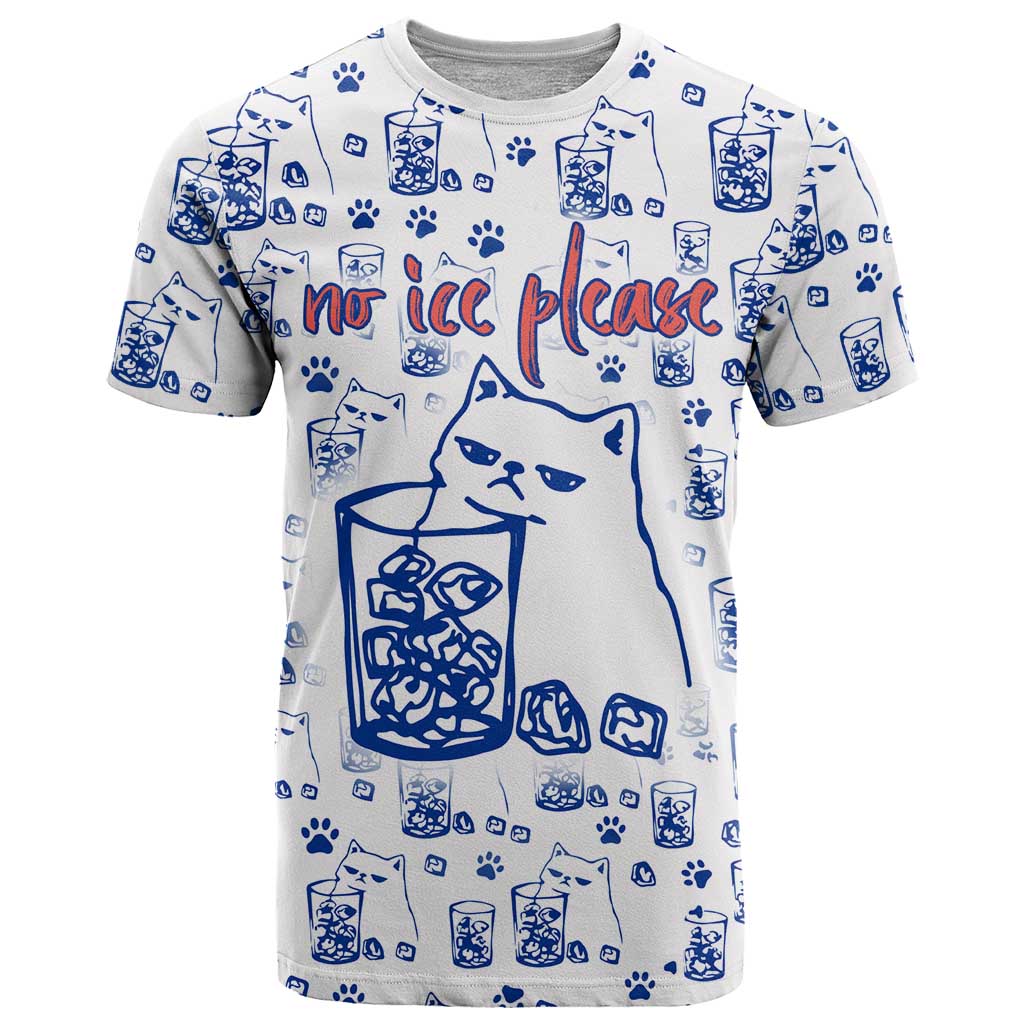 No Ice Please Cat T Shirt Grumpy Cat with Drink Humor