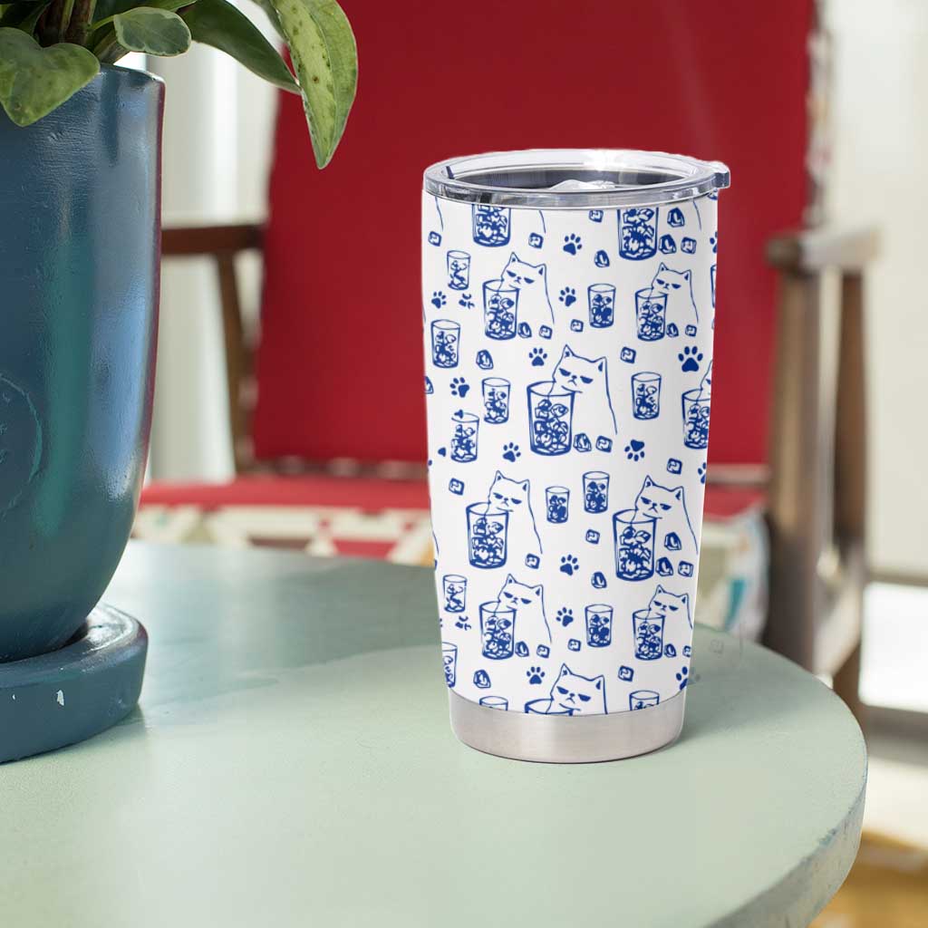 No Ice Please Cat Tumbler Cup Grumpy Cat with Drink Humor