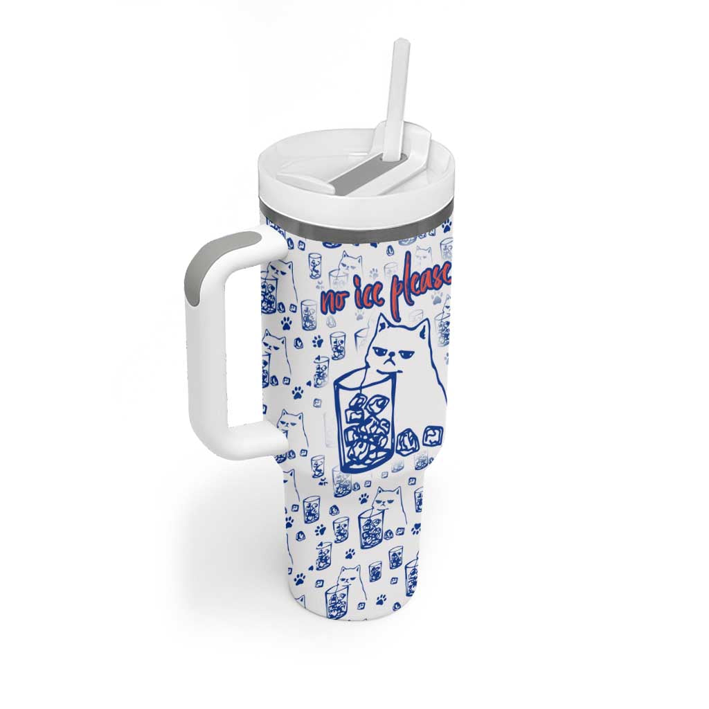 No Ice Please Cat Tumbler With Handle Grumpy Cat with Drink Humor