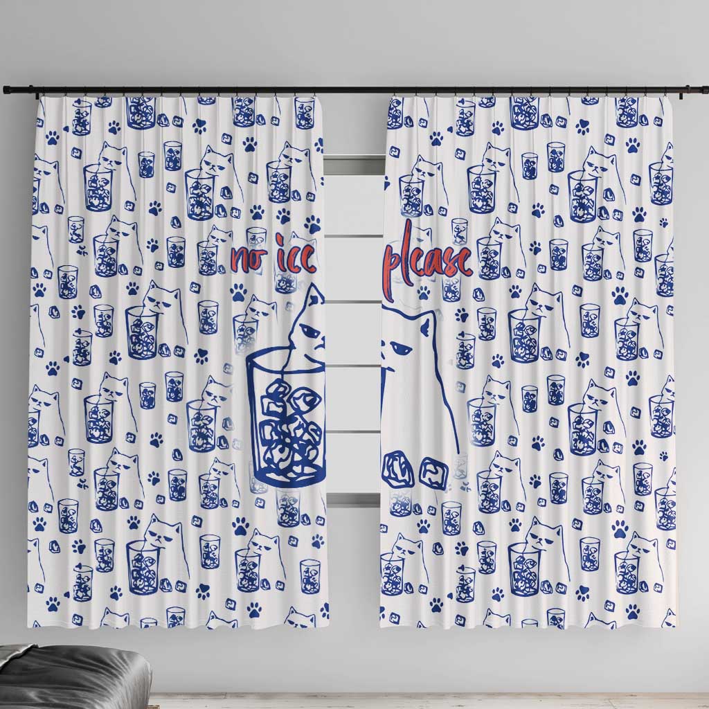 No Ice Please Cat Window Curtain Grumpy Cat with Drink Humor