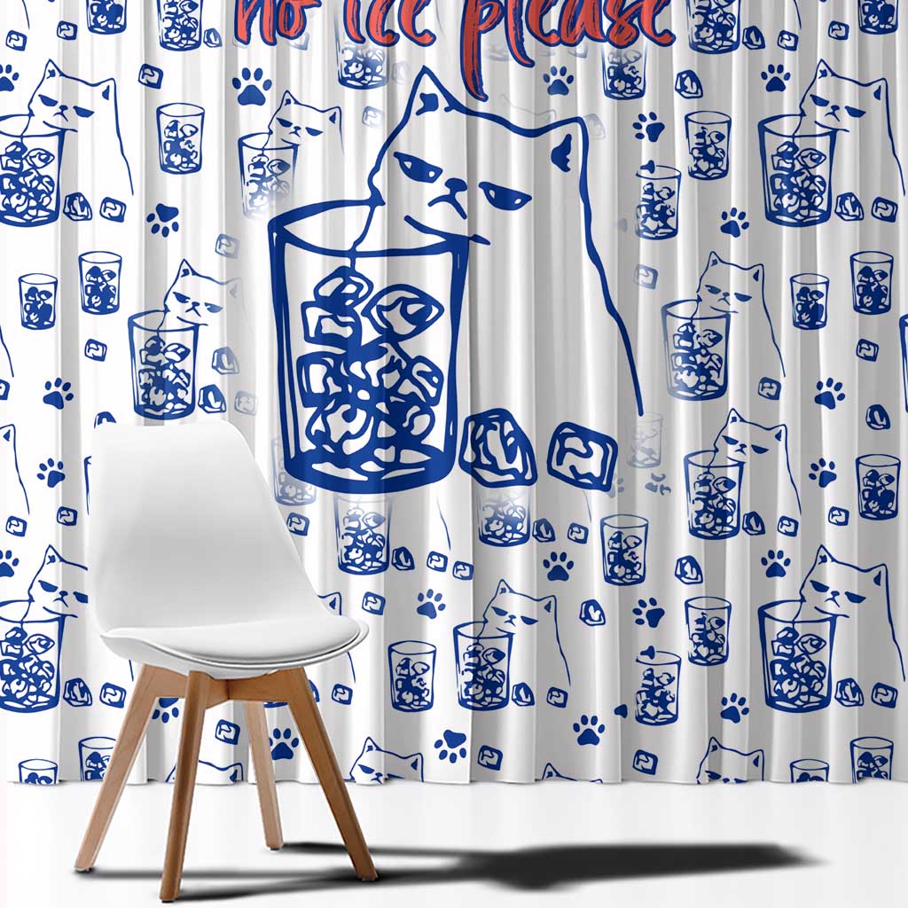 No Ice Please Cat Window Curtain Grumpy Cat with Drink Humor