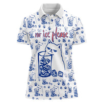 No Ice Please Cat Women Polo Shirt Grumpy Cat with Drink Humor