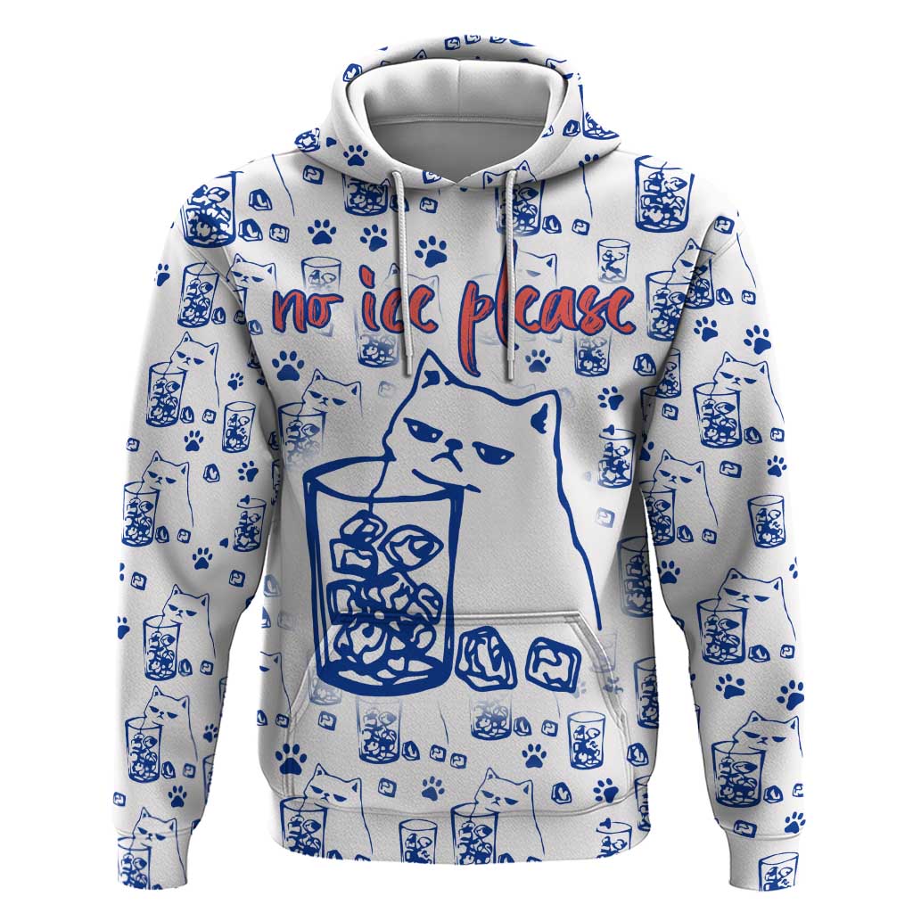 No Ice Please Cat Zip Hoodie Grumpy Cat with Drink Humor