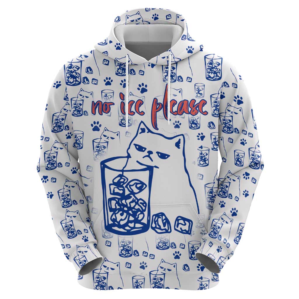 No Ice Please Cat Zip Hoodie Grumpy Cat with Drink Humor