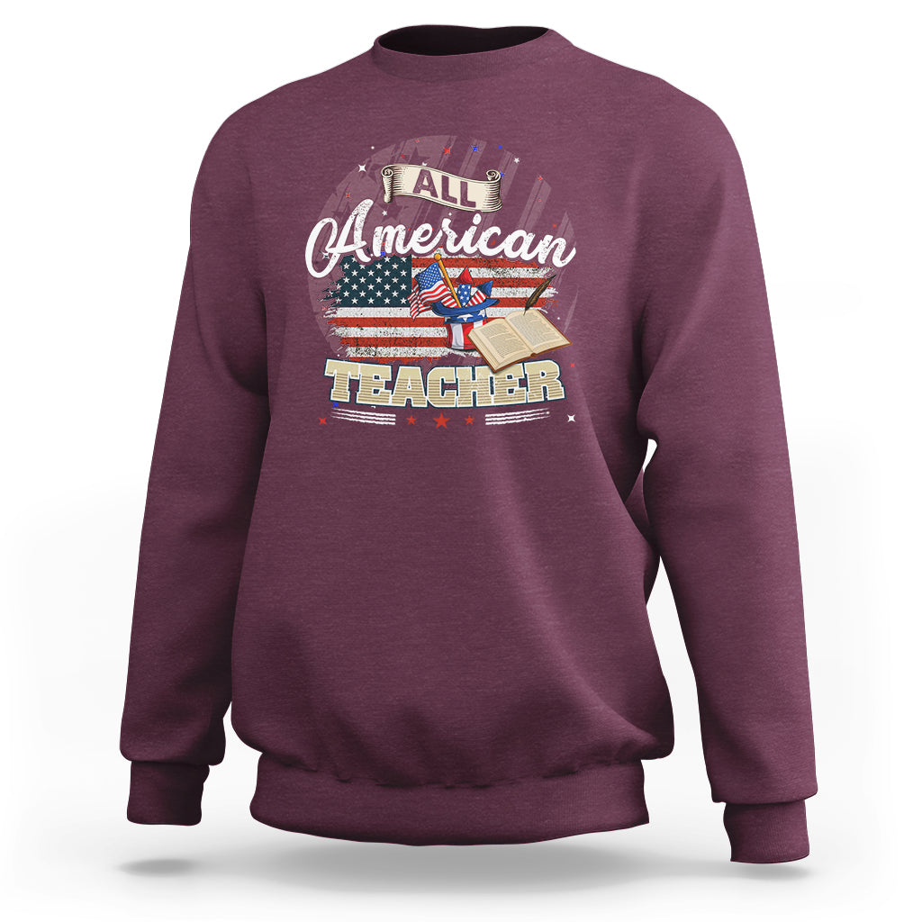 All American Teacher Sweatshirt - Wonder Print Shop