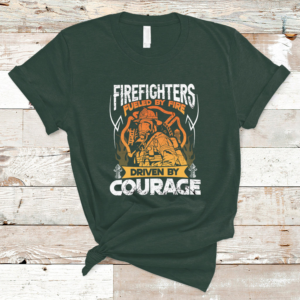 Firefighter T Shirt Fueled By Fire Driven By Courage - Wonder Print Shop