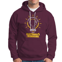 Maroon electronic technician hoodie with front graphic, kangaroo pocket, hood drawstrings