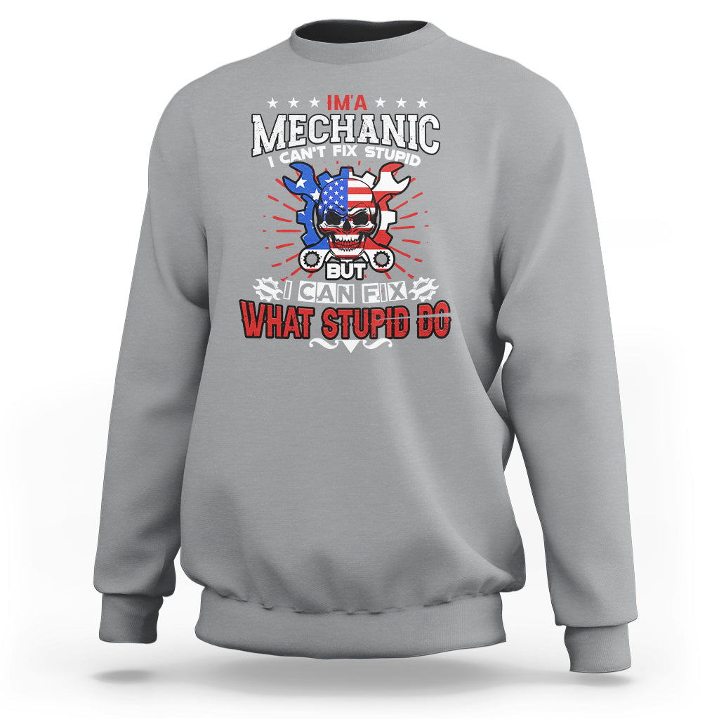 Sport gray crewneck sweatshirt with mechanic graphic and slogan print at chest
