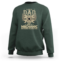 Dark forest green mechanic dad sweatshirt with DAD gear and mechanic quote graphic on front