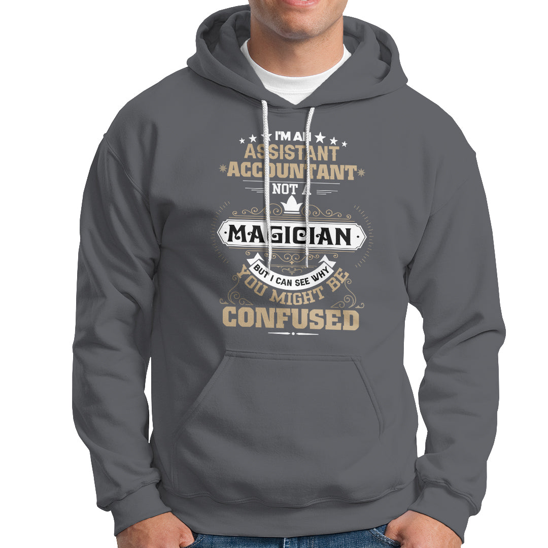 Charcoal gray pullover hoodie with front graphic and kangaroo pocket, drawstring hood
