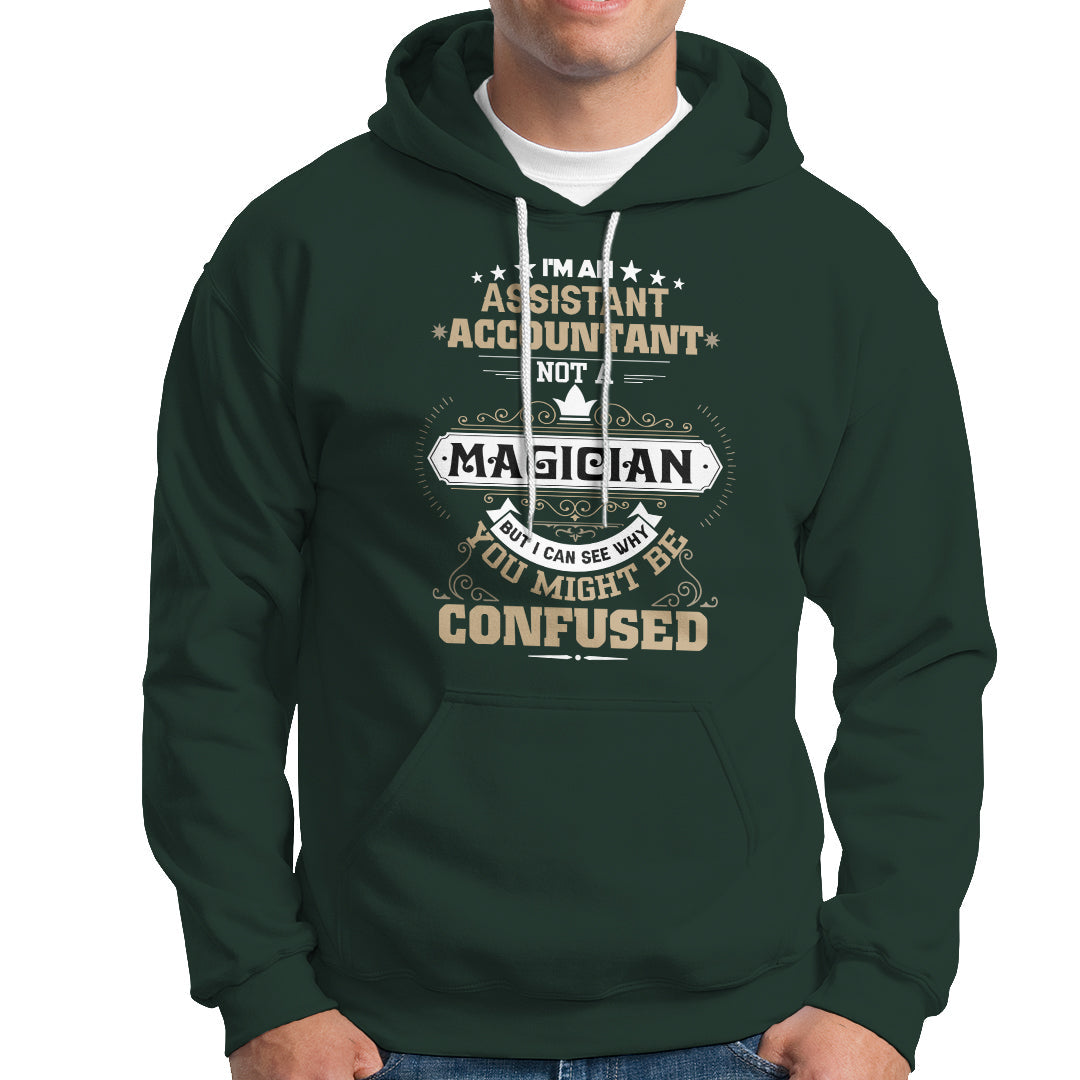 Dark forest green pullover hoodie with front graphic and kangaroo pocket, drawstring hood