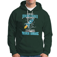 Dark forest green hoodie with front kangaroo pocket, hood drawstrings, aerospace graphic