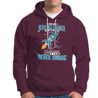 Maroon hoodie with front kangaroo pocket, hood drawstrings, aerospace graphic