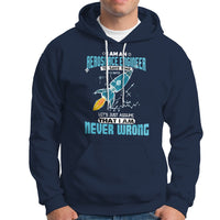 Navy hoodie with front kangaroo pocket, hood drawstrings, aerospace graphic