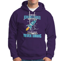Purple hoodie with front kangaroo pocket, hood drawstrings, aerospace graphic