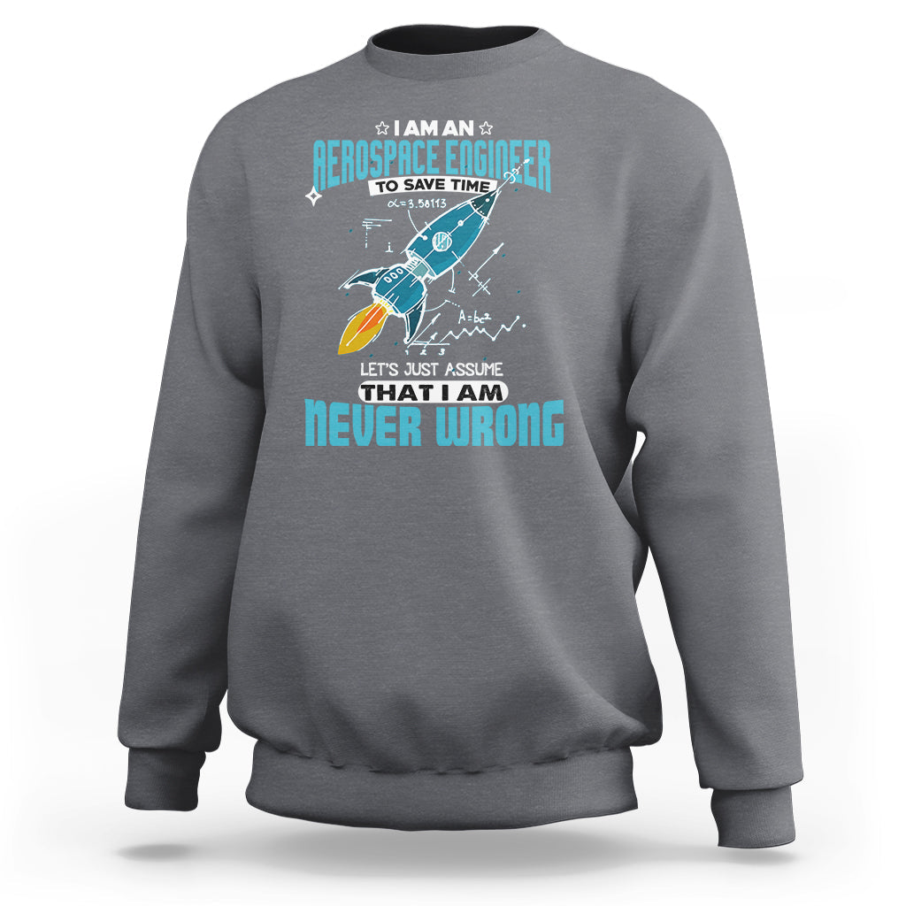 Charcoal gray crewneck sweatshirt with colorful astronaut graphic and tech-style text print