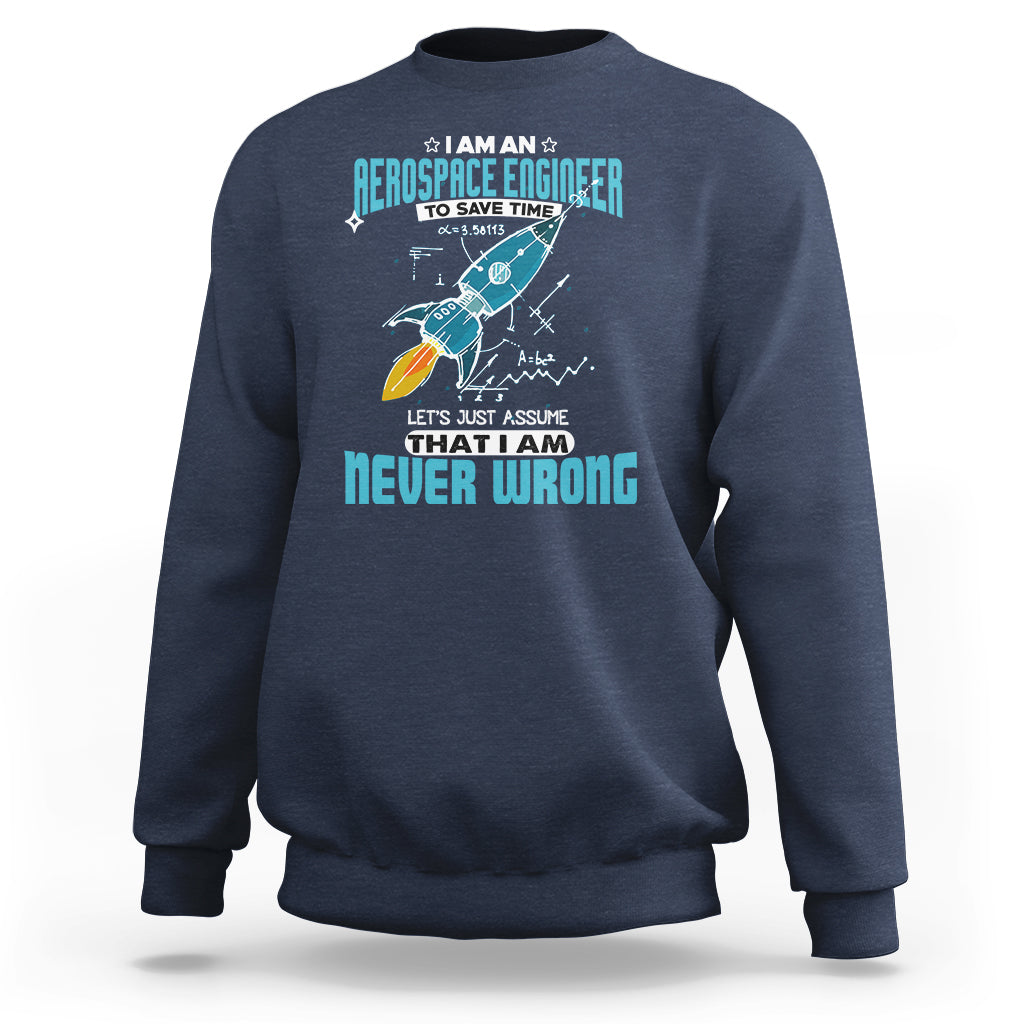 Navy crewneck sweatshirt with colorful astronaut graphic and tech-style text print on chest