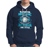 Navy hoodie with front pouch pocket and large chest work graphic
