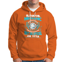 Orange hoodie with front pouch pocket and large chest work graphic