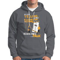 Charcoal gray hoodie with large front mechanic graphic, hood, and kangaroo pocket