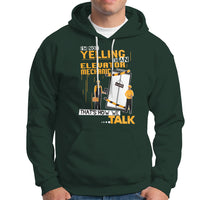 Dark forest green hoodie with large front mechanic graphic, hood, and kangaroo pocket