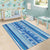 Tunisian Mosaic Pattern Area Rug with Blue Stripes and Traditional Tile Design