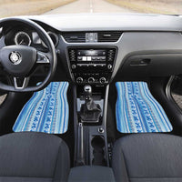 Tunisian Mosaic Pattern Car Mats with Blue Stripes and Traditional Tile Design