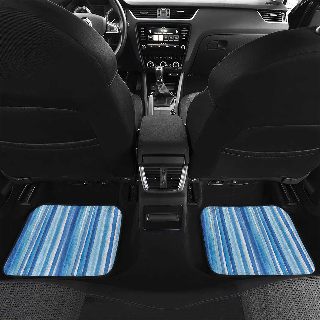 Tunisian Mosaic Pattern Car Mats with Blue Stripes and Traditional Tile Design