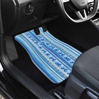 Tunisian Mosaic Pattern Car Mats with Blue Stripes and Traditional Tile Design