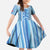 Tunisian Mosaic Pattern Family Matching Mermaid Dress and Hawaiian Shirt with Blue Stripes and Traditional Tile Design
