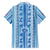 Tunisian Mosaic Pattern Family Matching Summer Maxi Dress and Hawaiian Shirt with Blue Stripes and Traditional Tile Design