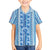 Tunisian Mosaic Pattern Family Matching Summer Maxi Dress and Hawaiian Shirt with Blue Stripes and Traditional Tile Design