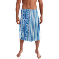 Tunisian Mosaic Pattern Lavalava with Blue Stripes and Traditional Tile Design