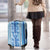 Tunisian Mosaic Pattern Luggage Cover with Blue Stripes and Traditional Tile Design