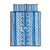 Tunisian Mosaic Pattern Quilt Bed Set with Blue Stripes and Traditional Tile Design