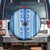Tunisian Mosaic Pattern Spare Tire Cover with Blue Stripes and Traditional Tile Design