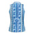 Tunisian Mosaic Pattern Women Sleeveless Polo Shirt with Blue Stripes and Traditional Tile Design
