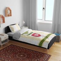 Tunisia Flag Traditional Tribal Pattern Green and White Pullover Bedding Set with National Crest and Emblem
